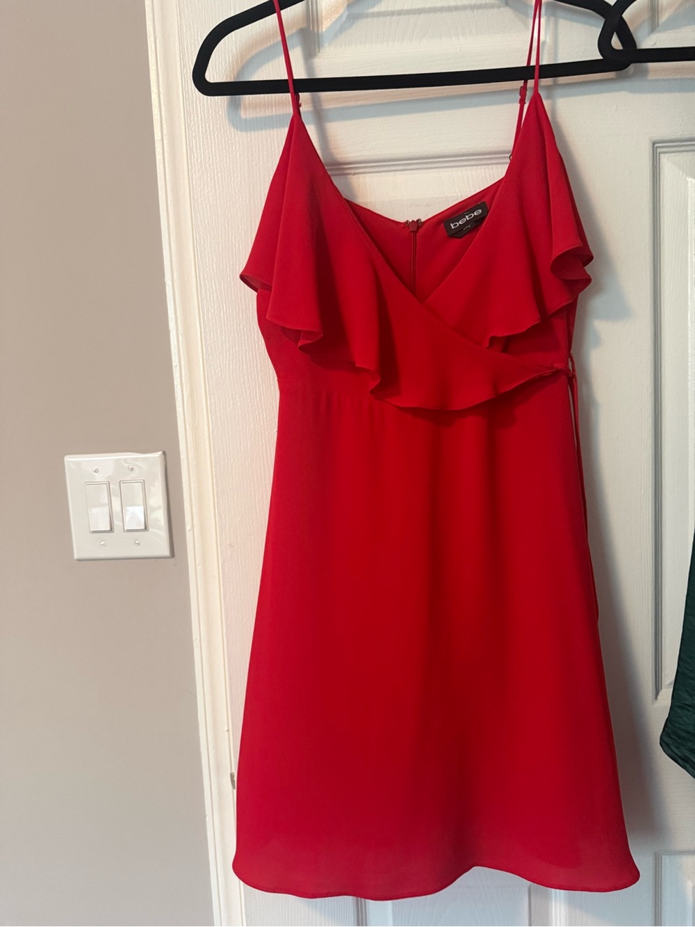 bebe Red Ruffle Slip Mini Dress - Picture 1 of 3